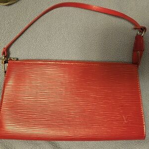 Authentic Louis Vuitton Red Epi Leather Wristlet / Pochette